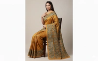 SKU0954 : Elegant Pure Silk Saree – Kantha Stitch  - Kantha Stitch, Dry Clean Only, Yes