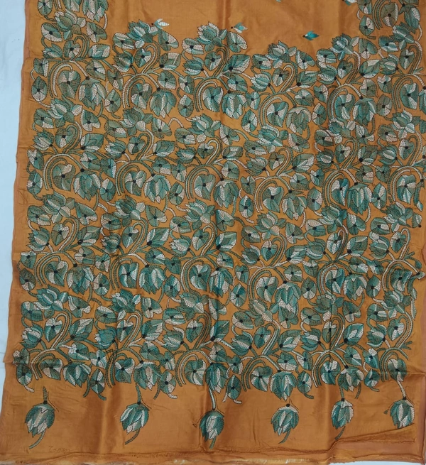 SKU0954 : Elegant Pure Silk Saree – Kantha Stitch  - Kantha Stitch, Dry Clean Only, Yes