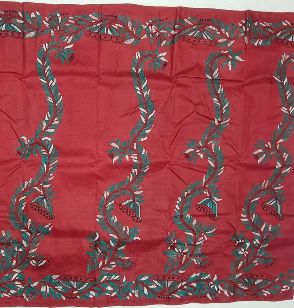 SKU0964 : Elegant Pure Silk Saree – Kantha Stitch - Kantha Stitch, Dry Clean Only, Yes