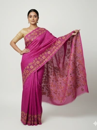 SKU0939 : Elegant Pure Silk Saree – Handwoven | Kantha Stitch - Kantha Stitch, Dry Clean Only, Yes