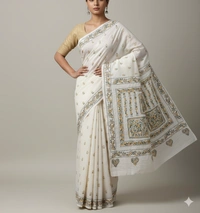 SKU0956 : Elegant Pure Silk Saree – Kantha Stitch - Kantha Stitch, Dry Clean Only, Yes