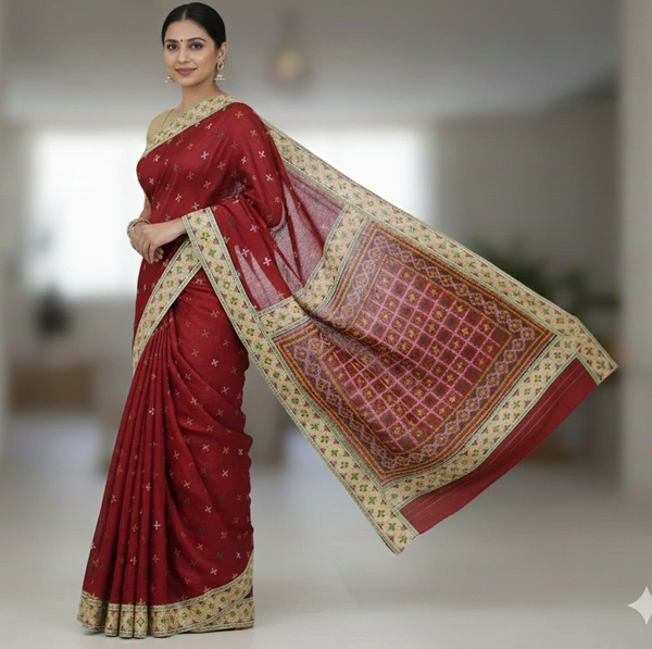 SKU0940 : Elegant Pure Silk Saree – Machine Woven | Embroidery - Dry Clean Only, Yes