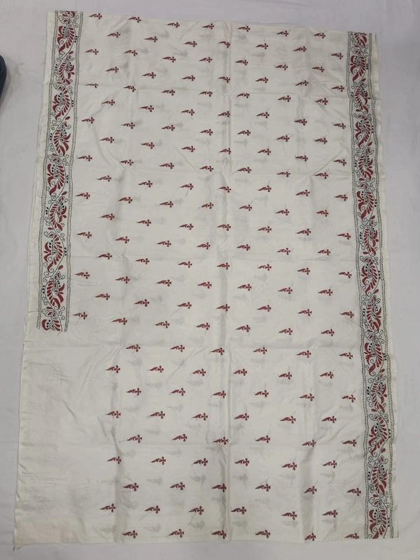 SKU0896 : Pure Silk Kantha Stitch Saree – Handcrafted Bengal - Kantha Stitch, Dry Clean Only, Yes