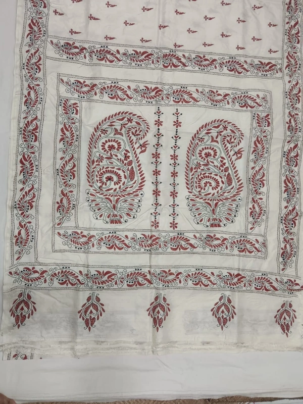 SKU0896 : Pure Silk Kantha Stitch Saree – Handcrafted Bengal - Kantha Stitch, Dry Clean Only, Yes