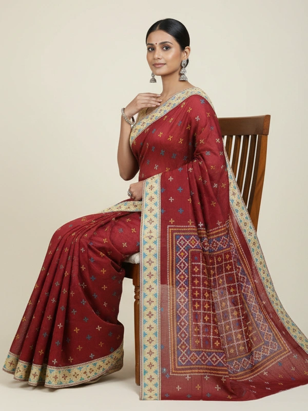 SKU0943 : Elegant Pure Silk Saree – Machine Woven | Embroidery - Dry Clean Only, Yes