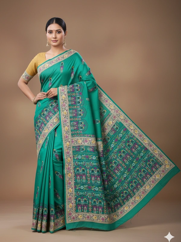 SKU0944 : Elegant Pure Silk Saree – Machine Woven | Embroidery - Dry Clean Only, Yes