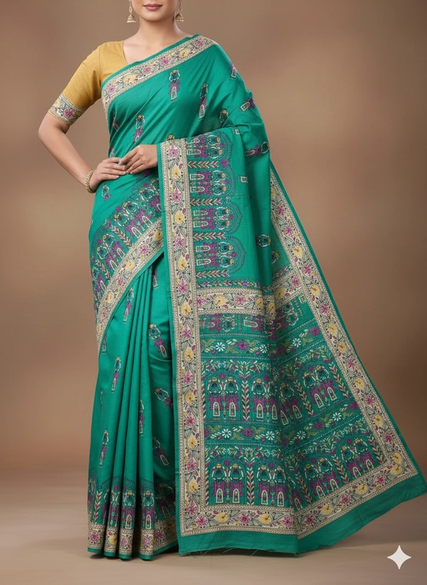 SKU0944 : Elegant Pure Silk Saree – Machine Woven | Embroidery - Dry Clean Only, Yes