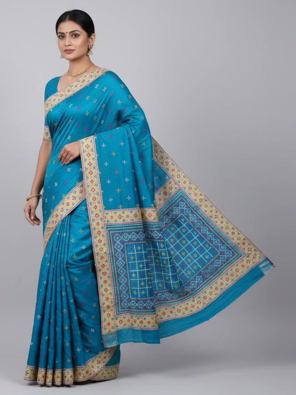 SKU0945 : Elegant Pure Silk Saree – Machine Woven | Embroidery - Dry Clean Only, Yes