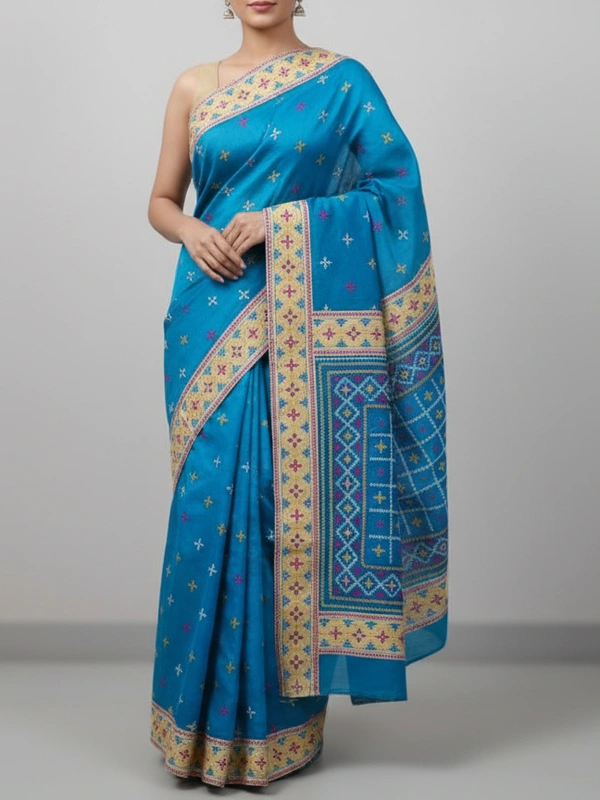 SKU0945 : Elegant Pure Silk Saree – Machine Woven | Embroidery - Dry Clean Only, Yes