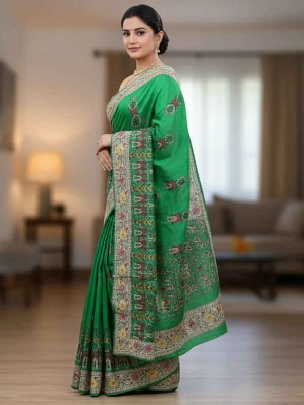 SKU0946 : Elegant Pure Silk Saree – Machine Woven | Embroidery - Dry Clean Only, Yes