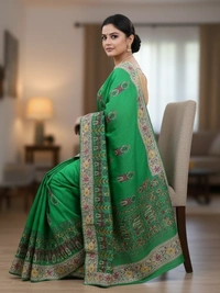 SKU0946 : Elegant Pure Silk Saree – Machine Woven | Embroidery - Dry Clean Only, Yes