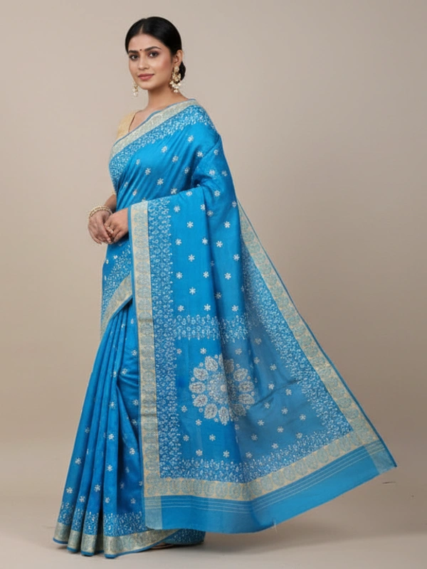 SKU0947 : Elegant Pure Silk Saree – Machine Woven | Embroidery - Dry Clean Only, Yes