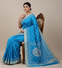 SKU0947 : Elegant Pure Silk Saree – Machine Woven | Embroidery - Dry Clean Only, Yes