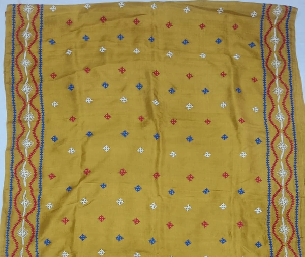 SKU0949 : Elegant Pure Silk Saree – Kantha Stitch | Parsi  work  - Kantha Stitch, Dry Clean Only, Yes