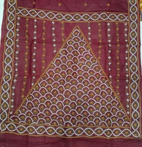 SKU0951 : Elegant Pure Silk Saree – Kantha Stitch | Parsi work - Kantha Stitch, Dry Clean Only, Yes