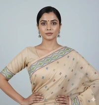 SKU0952 : Pure Silk | Gujrati Work – kantha Stitch - Kantha Stitch, Dry Clean Only, Yes