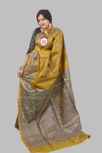 SKU0504 : Pure Ghicha Silk Saree–Handwoven Elegance from Bengal - Normal Length 6.3 mtr Plus, Master, Plain / Solid, Dry Clean Only, Yes