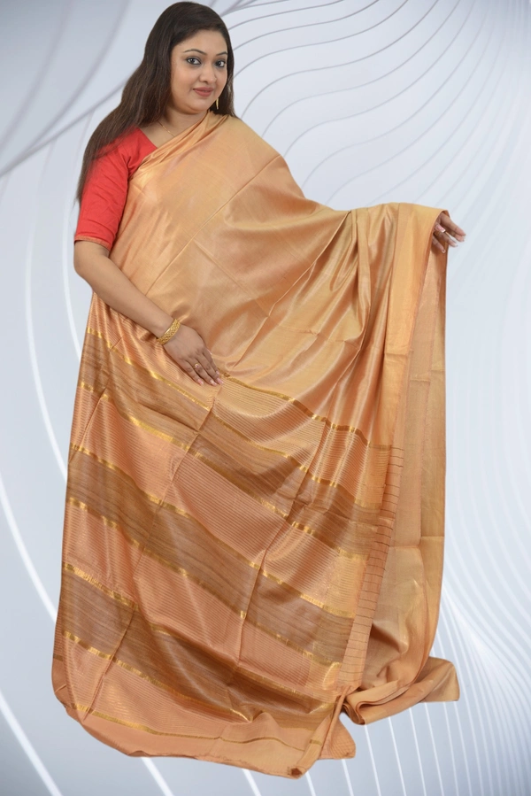 SKU0475 : Elegant Handwoven Tussar Ghicha Bapta Saree – Traditional Bengal Weave - Normal Length 6.3 mtr Plus, Tussar, Plain / Solid, Dry Clean Only, Yes