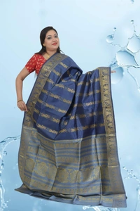 SKU0592 : Traditional Bengal Garad Silk Saree – Pure Handwoven Elegance | Swarnachari - Normal Length 6.3 mtr Plus, Blue, Zari Work, Dry Clean Only, Yes