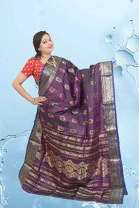 SKU0593 : Traditional Bengal Garad Silk Saree – Pure Handwoven Elegance | Swarnachari - Normal Length 6.3 mtr Plus, Violet, Zari Work, Dry Clean Only, Yes