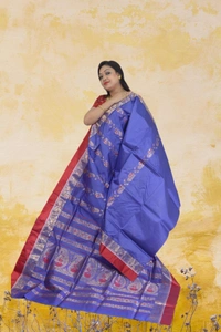SKU0595 : Traditional Bengal Garad Silk Saree – Pure Handwoven Elegance | Swarnachari - Normal Length 6.3 mtr Plus, Blue, Zari Work, Dry Clean Only, Yes