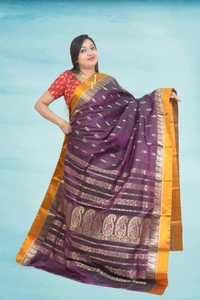 SKU0596 : Traditional Bengal Garad Silk Saree – Pure Handwoven Elegance | Swarnachari - Normal Length 6.3 mtr Plus, Violet, Zari Work, Dry Clean Only, Yes