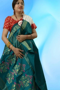 SKU0403 : Elegant Poly Cotton Saree – Lightweight & Comfortable Daily Wear  - Normal Length 6.3 mtr Plus, Green, Buti / Booti, Dry Clean Only, Yes