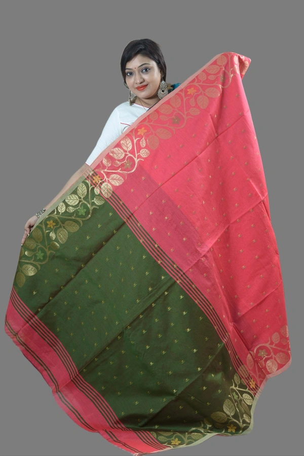 SKU0416 :  Elegant Poly Cotton Saree – Lightweight & Comfortable Daily Wear  - Normal Length 6.3 mtr Plus, Buti / Booti, Dry Clean Only, Yes