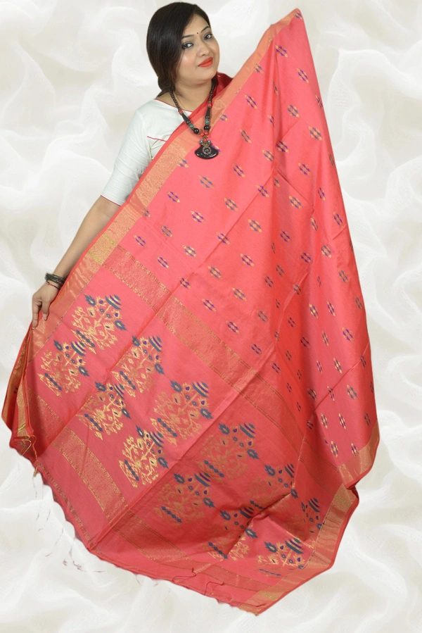 SKU0426 :   Elegant Poly Cotton Saree – Lightweight & Comfortable Daily Wear  - Normal Length 6.3 mtr Plus, Pitch, Buti / Booti, Dry Clean Only, Yes