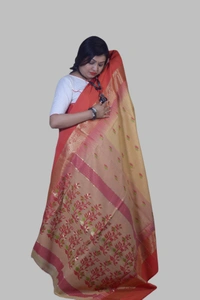 SKU0437 : Elegant Poly Cotton Saree – Lightweight & Comfortable Daily Wear  - Normal Length 6.3 mtr Plus, Tussar, Buti / Booti, Dry Clean Only, Yes
