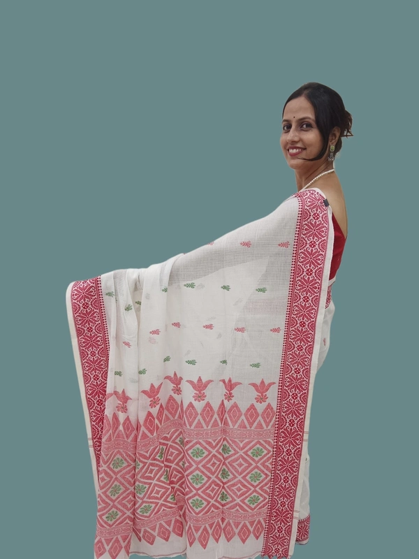 SKU0704 : Pure Khadi Cotton Saree – Handwoven, Lightweight & Breathable Fabric - Hand Wash, Yes