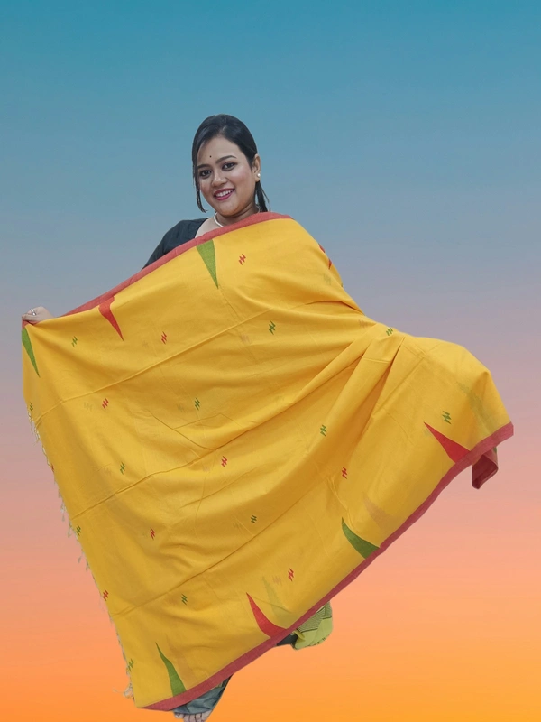 SKU0705 : Pure Khadi Cotton Saree – Handwoven, Lightweight & Breathable Fabric - Hand Wash, Yes