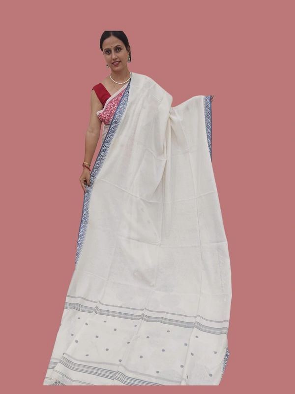 SKU0706 : Pure Khadi Cotton Saree – Handwoven, Lightweight & Breathable Fabric - Hand Wash, Yes