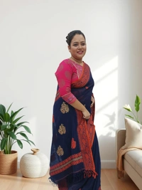 SKU0707 : Pure Khadi Cotton Saree – Handwoven, Lightweight & Breathable Fabric - Hand Wash, Yes