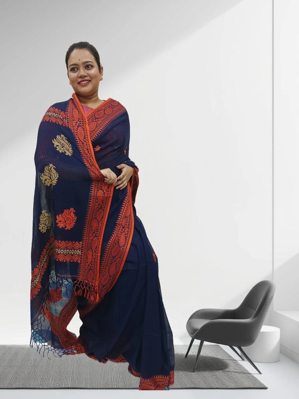 SKU0707 : Pure Khadi Cotton Saree – Handwoven, Lightweight & Breathable Fabric - Hand Wash, Yes