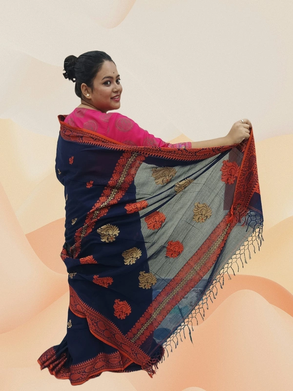 SKU0707 : Pure Khadi Cotton Saree – Handwoven, Lightweight & Breathable Fabric - Hand Wash, Yes