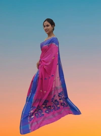 SKU0708 : Pure Khadi Cotton Saree – Handwoven, Lightweight & Breathable Fabric - Hand Wash, Yes