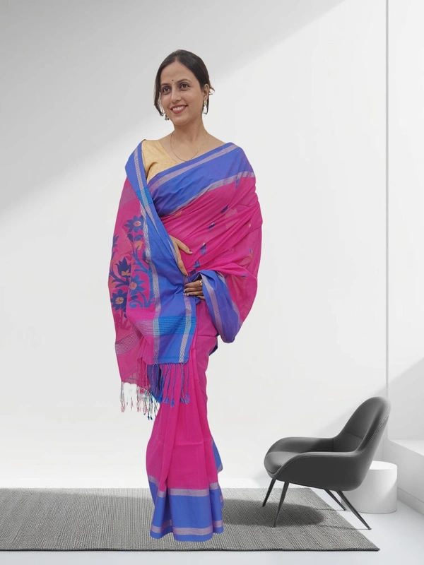 SKU0708 : Pure Khadi Cotton Saree – Handwoven, Lightweight & Breathable Fabric - Hand Wash, Yes