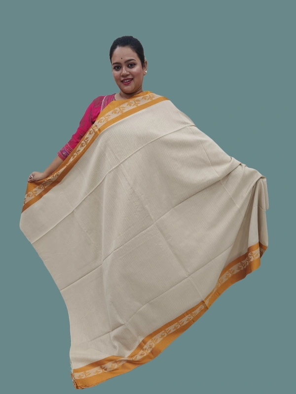 SKU0710 : Pure Khadi Cotton Saree – Handwoven, Lightweight & Breathable Fabric - Hand Wash, Yes
