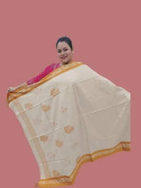 SKU0710 : Pure Khadi Cotton Saree – Handwoven, Lightweight & Breathable Fabric - Hand Wash, Yes