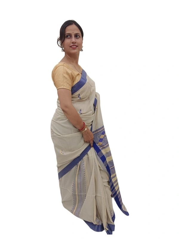 SKU0711 : Pure Khadi Cotton Saree – Handwoven, Lightweight & Breathable Fabric - Hand Wash, Yes