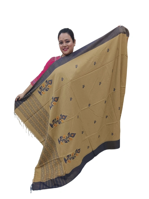 SKU0712 : Pure Khadi Cotton Saree – Handwoven, Lightweight & Breathable Fabric | Patli Pallua - Hand Wash, Yes