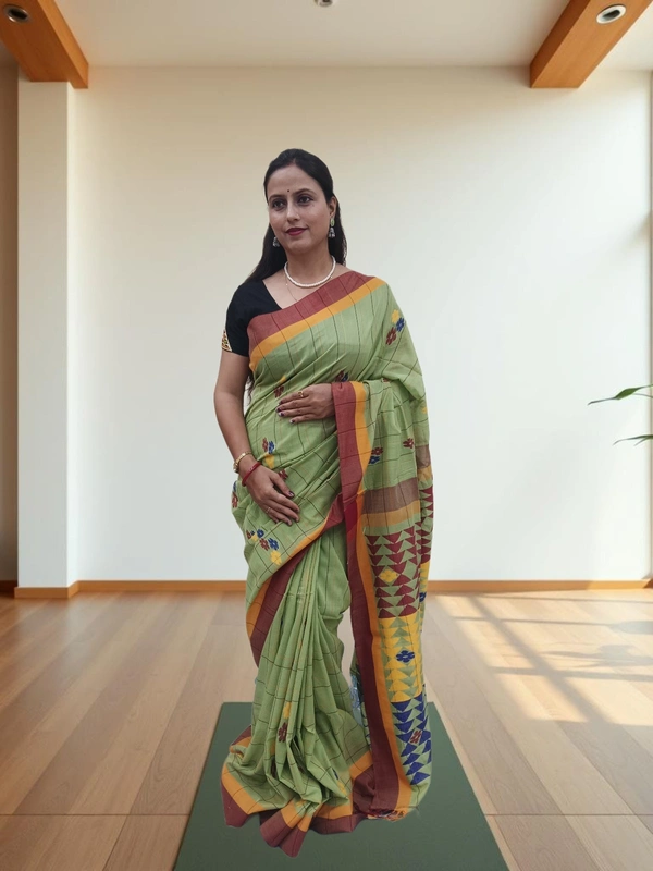 SKU0664 : Pure Khadi Cotton Saree – Handwoven, Lightweight & Breathable Fabric - Hand Wash, Yes