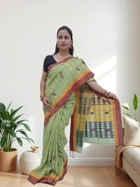 SKU0664 : Pure Khadi Cotton Saree – Handwoven, Lightweight & Breathable Fabric - Hand Wash, Yes