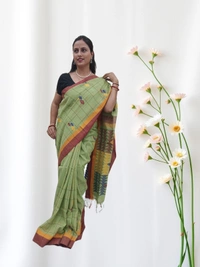 SKU0664 : Pure Khadi Cotton Saree – Handwoven, Lightweight & Breathable Fabric - Hand Wash, Yes
