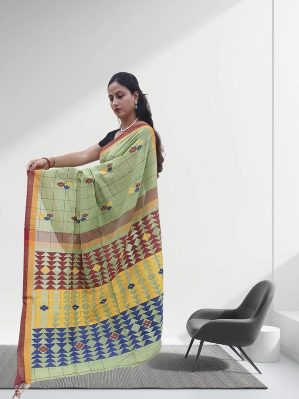 SKU0664 : Pure Khadi Cotton Saree – Handwoven, Lightweight & Breathable Fabric - Hand Wash, Yes