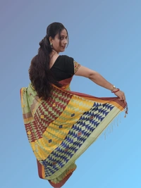 SKU0664 : Pure Khadi Cotton Saree – Handwoven, Lightweight & Breathable Fabric - Hand Wash, Yes