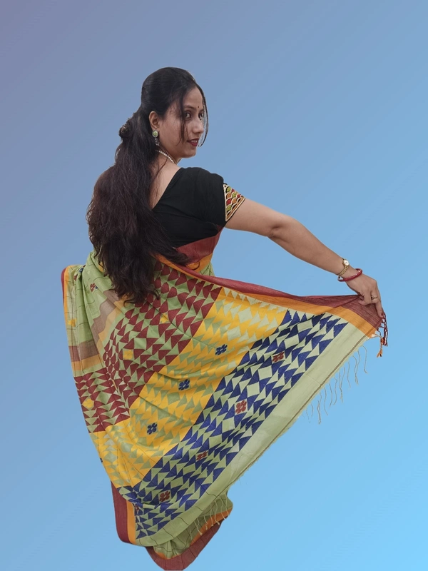 SKU0664 : Pure Khadi Cotton Saree – Handwoven, Lightweight & Breathable Fabric - Hand Wash, Yes