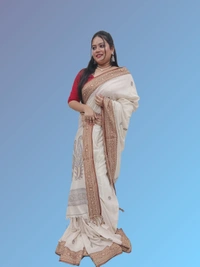 SKU0666 : Pure Khadi Cotton Saree – Handwoven, Lightweight & Breathable Fabric - Hand Wash, Yes
