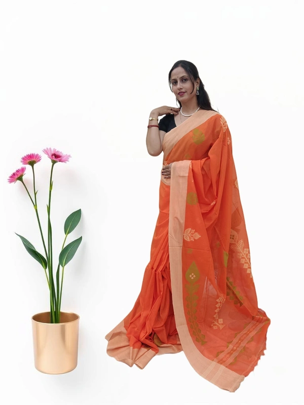 SKU0667 : Pure Khadi Cotton Saree – Handwoven, Lightweight & Breathable Fabric - Hand Wash, Yes